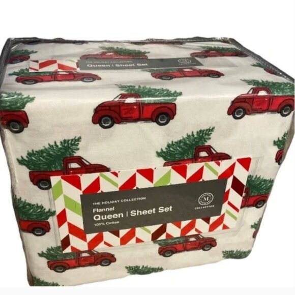 New Martha Stewart Christmas Queen Bed Sheets - Picture 1 of 5